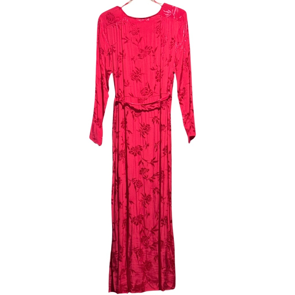 Zara Jacquard Floral Maxi Wrap Belted Dress - Picture 5 of 8